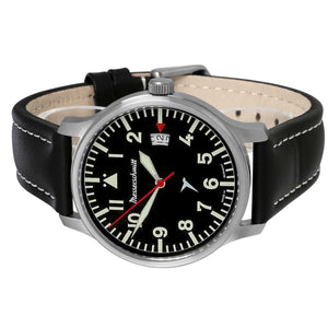 Aristo Herren Messerschmitt Uhr Fliegeruhr ME-6335L Leder